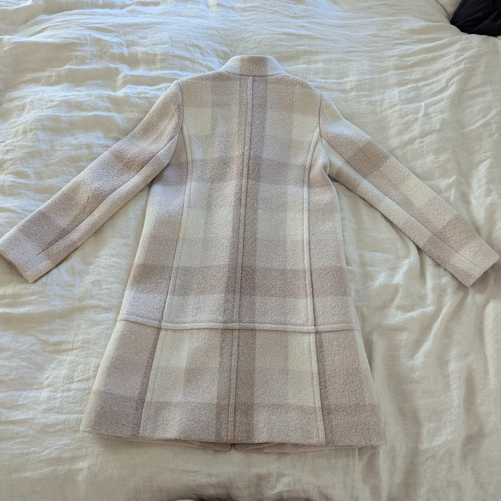 Club Monaco Shades of Beige Wool Checkered Long Coat Sz medium Neutral Pastels - Picture 8 of 16